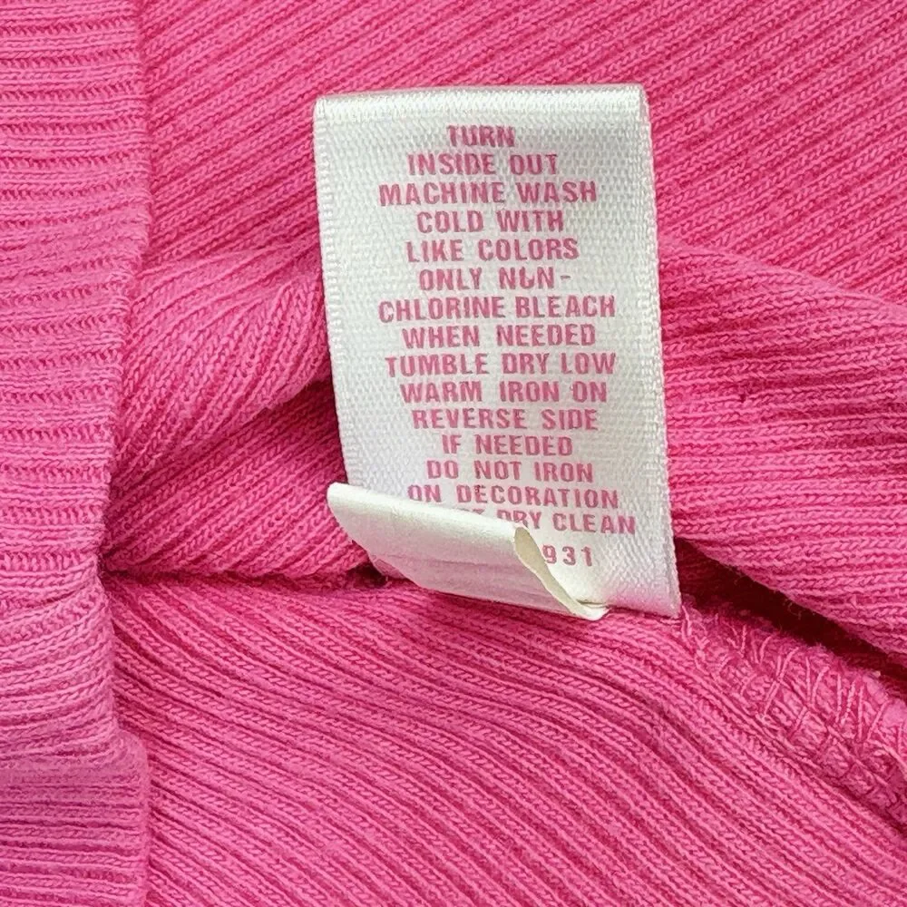 Vintage Y2K Justice Ribbed Tank Girls M Hot Pink Rhinestones Kawaii Bella Swan